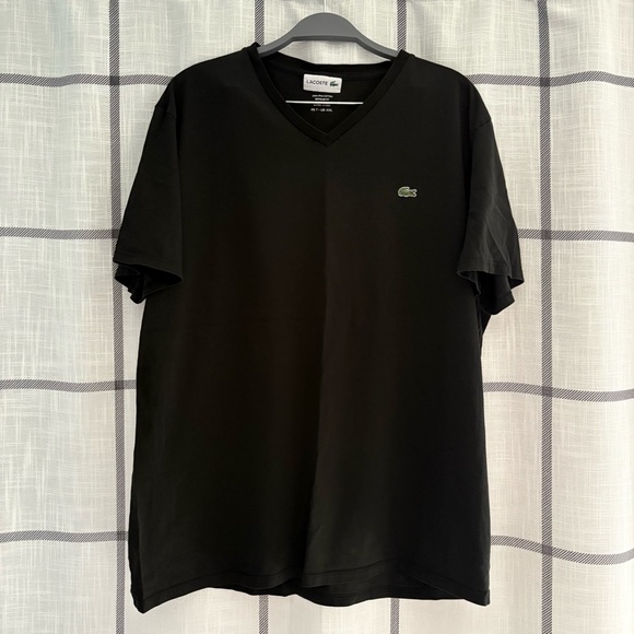 Lacoste Men's Black Short Sleeve V-Neck Tee - Picture 1 of 3